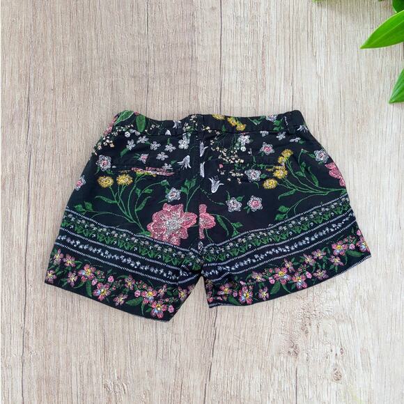 Old Navy Black Floral 100% Cotton Tropical Everyday Shorts Size 4 - Picture 6 of 6